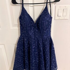 B Darlin Midnight Blue Dress with Sequins